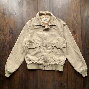 Vintage 1980s LL Bean Light Windbreaker Beige‎ Bomber Jacket Size XL Fall Winter